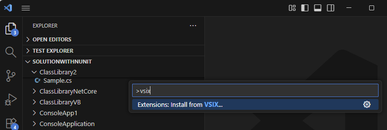 从 VSIX 在 Visual Studio Code 中安装扩展程序。