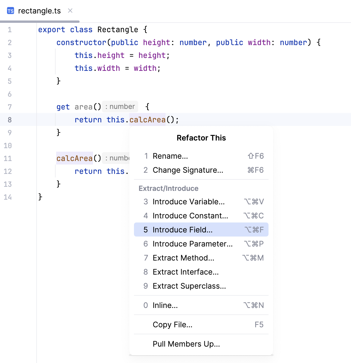 Introduce Field refactoring - invoke Introduce Field refactoring - invoke