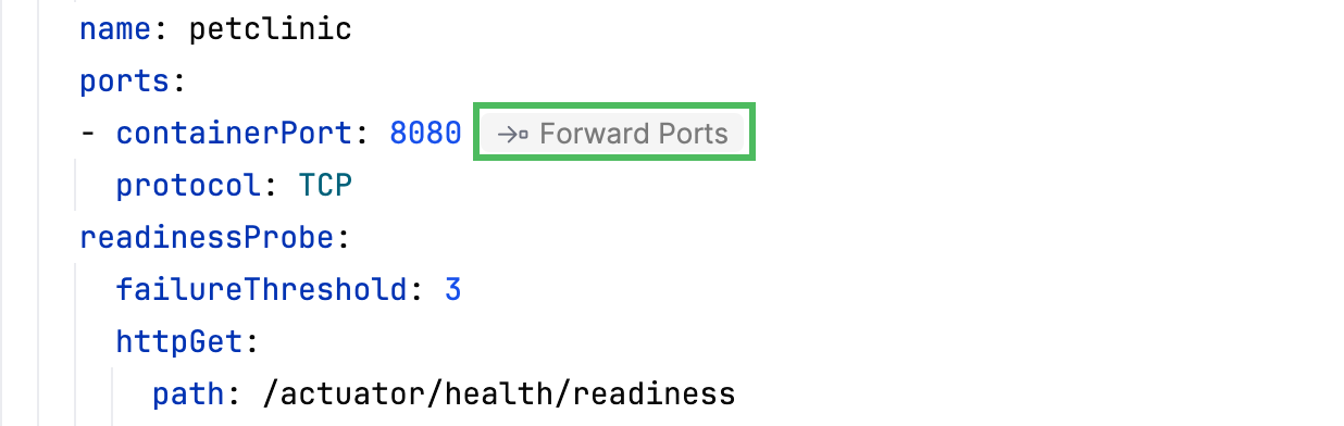 Forward Ports inlay hint
