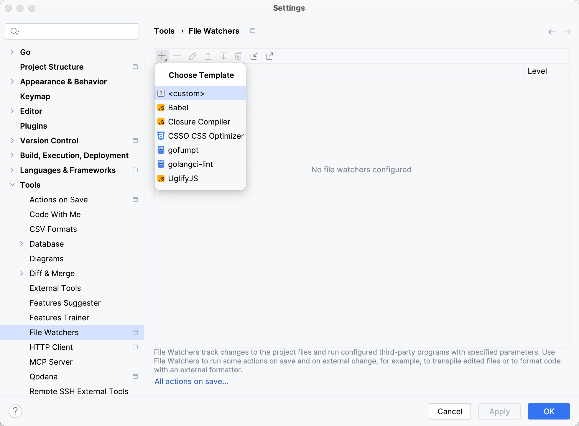 Templates for File Watchers