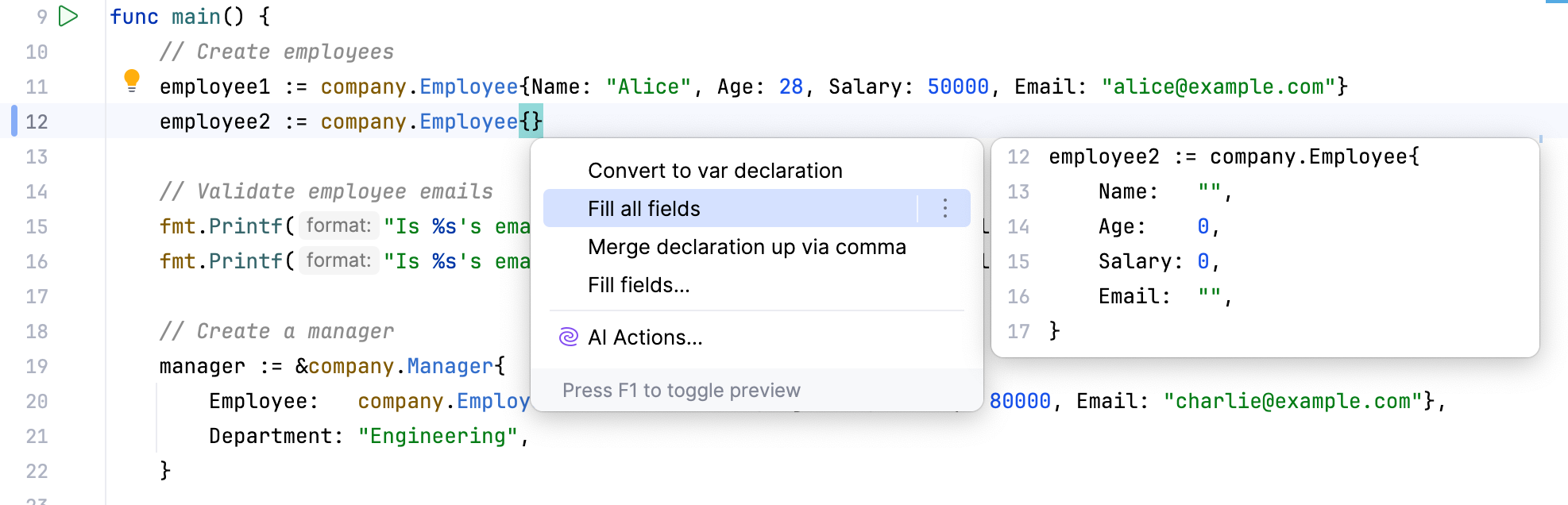 填充结构体字段