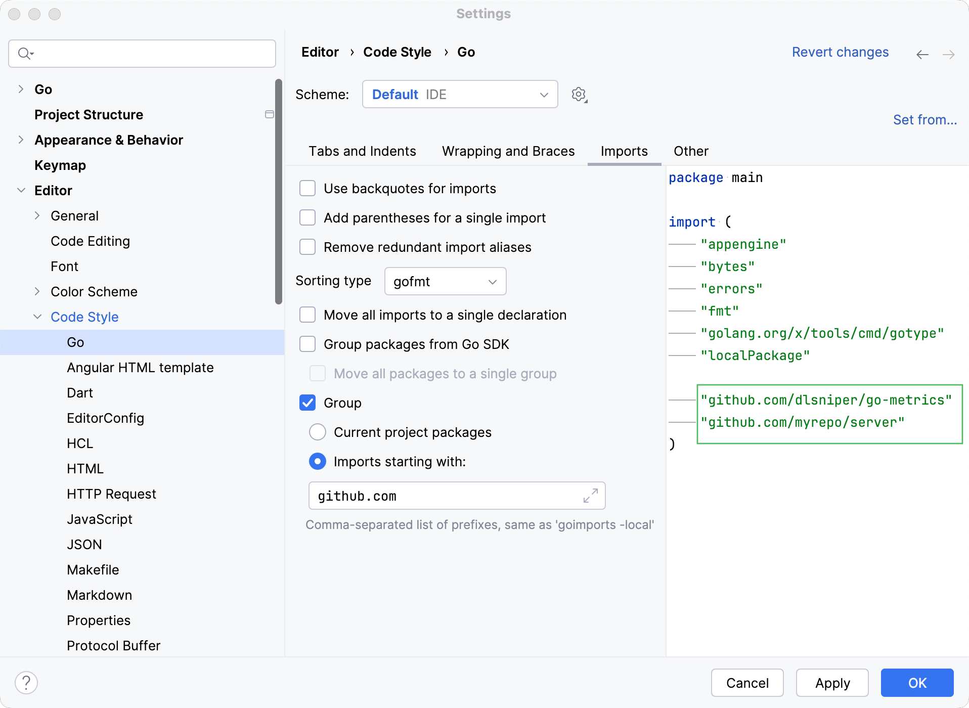 goimports -local 分组