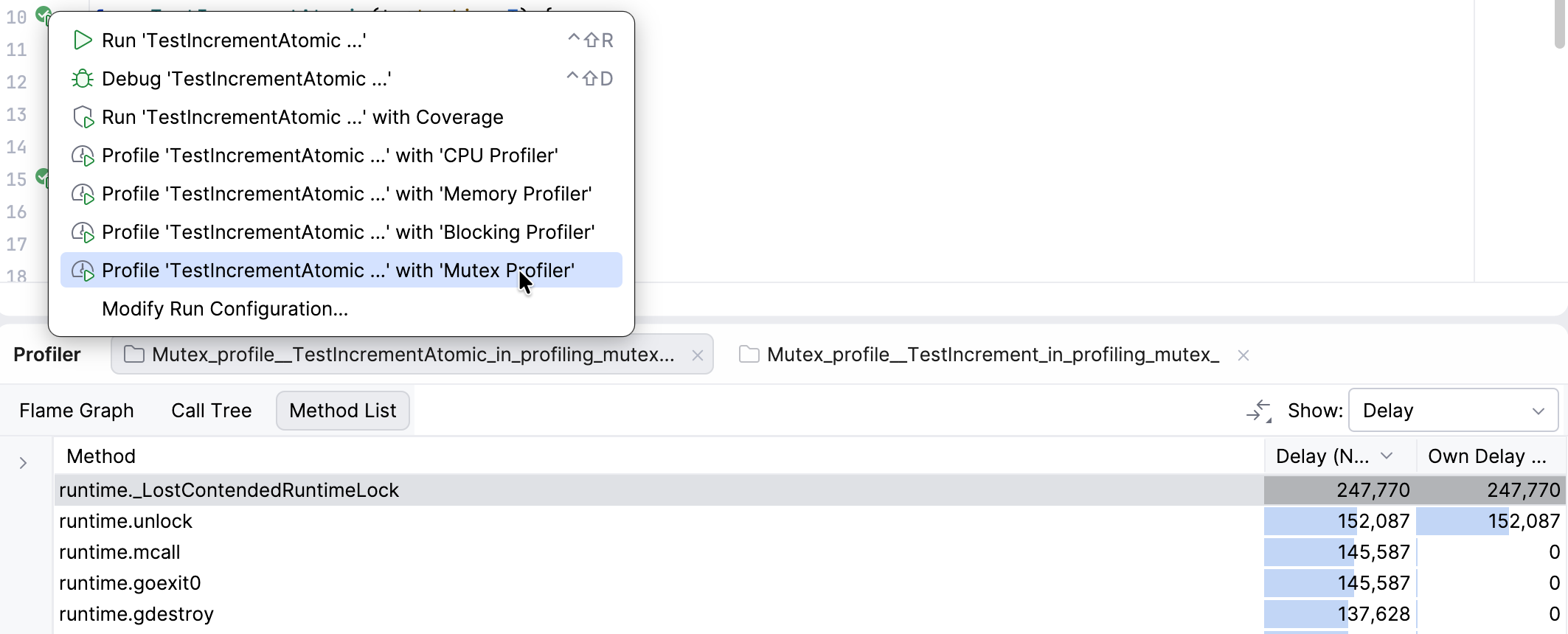 重新运行互斥锁分析器