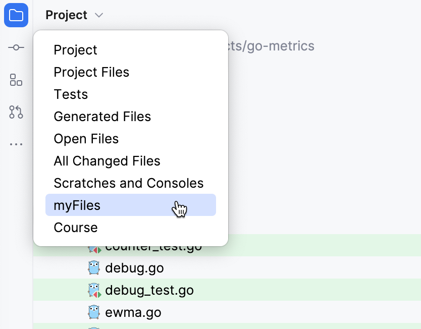 项目工具窗口中显示的新范围 项目工具窗口中显示的新范围