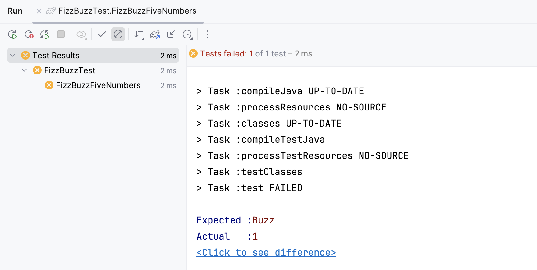 Run tool window / run test with Gradle Run tool window / run test with Gradle
