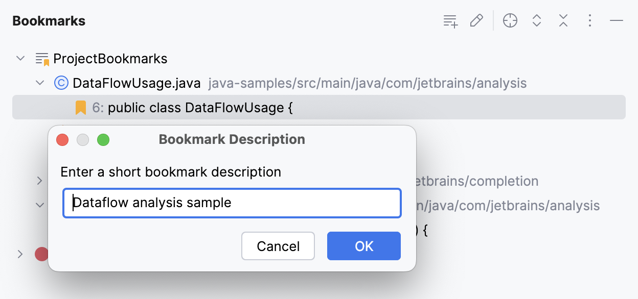 Renaming a bookmark Renaming a bookmark