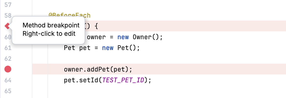 Tooltip for a breakpoint in the editor gutter