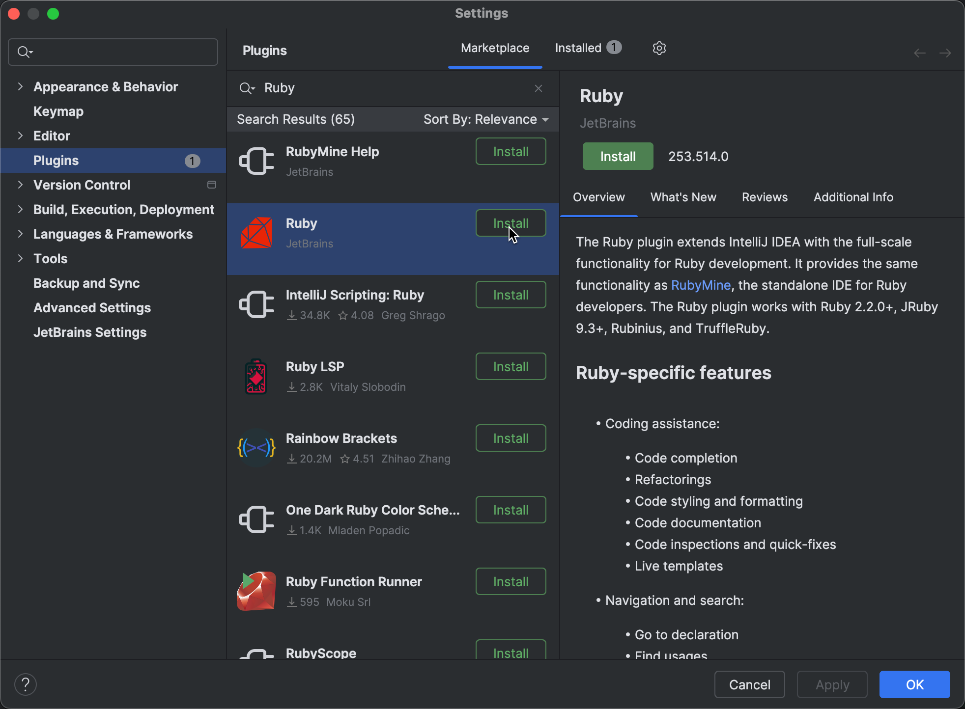 Ruby Plugin Ruby | IntelliJ IDEA 文档