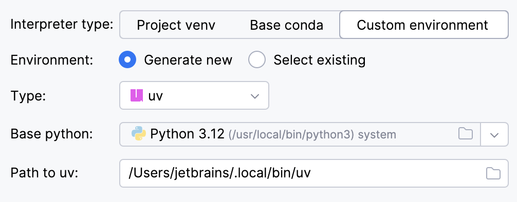 Create a project with uv