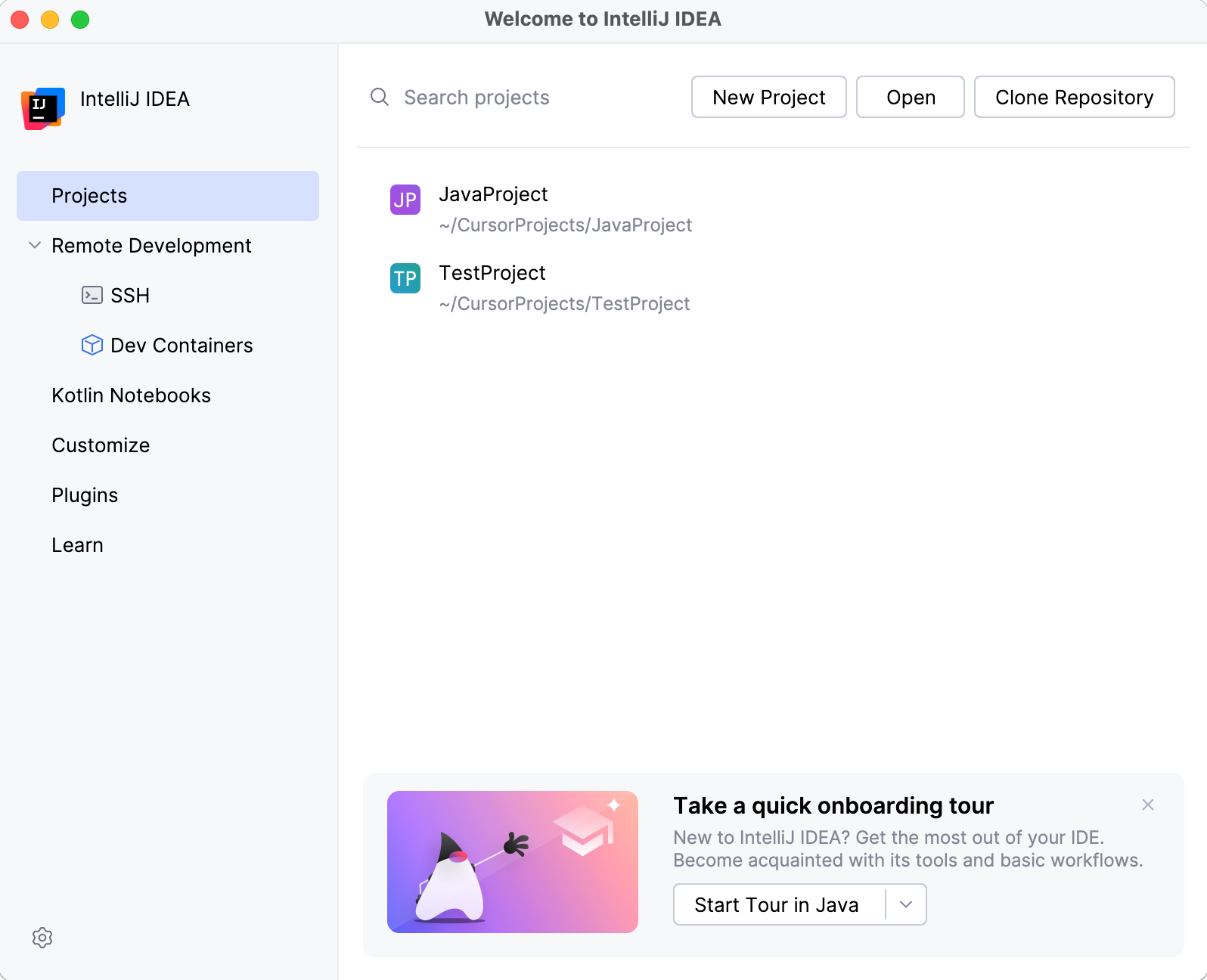 Projects imported from Cursor