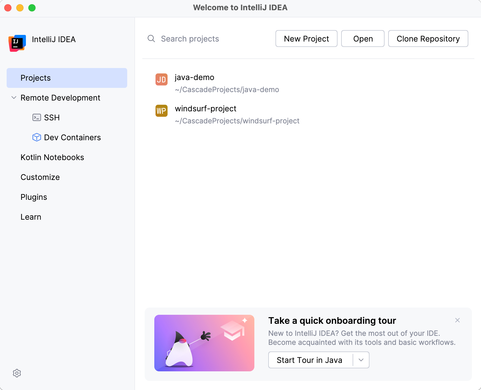 Projects imported from Windsurf