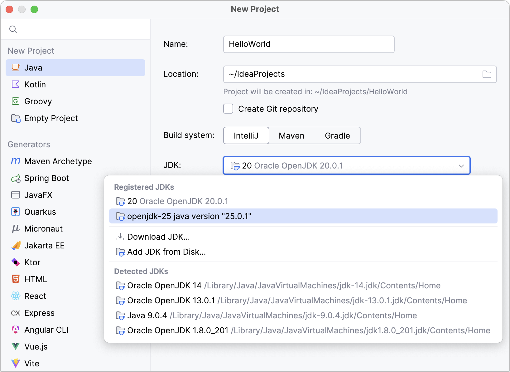 Creating the new project and adding the JDK Creating the new project and adding the JDK