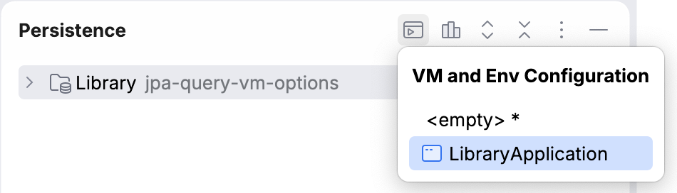 Run configuration toolbar