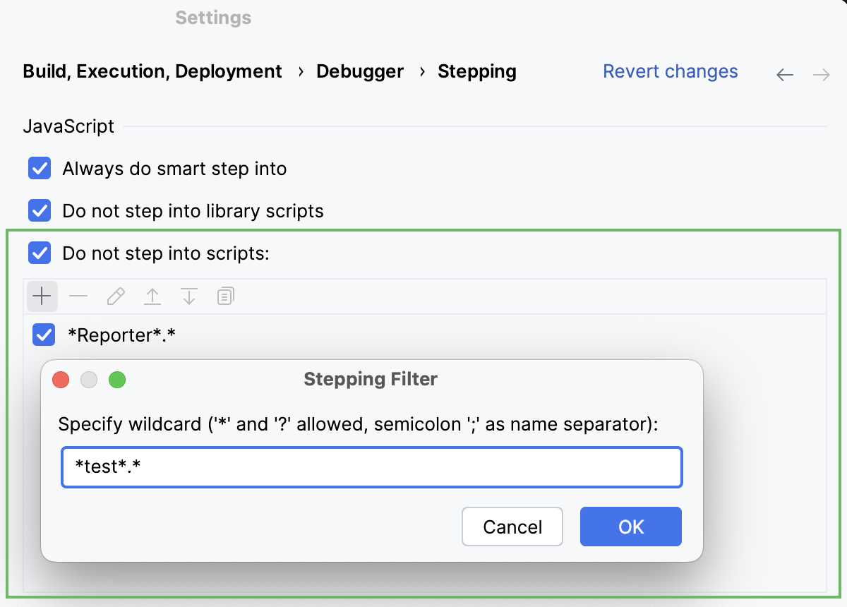 JavaScript debugger: skip scripts JavaScript debugger: skip scripts
