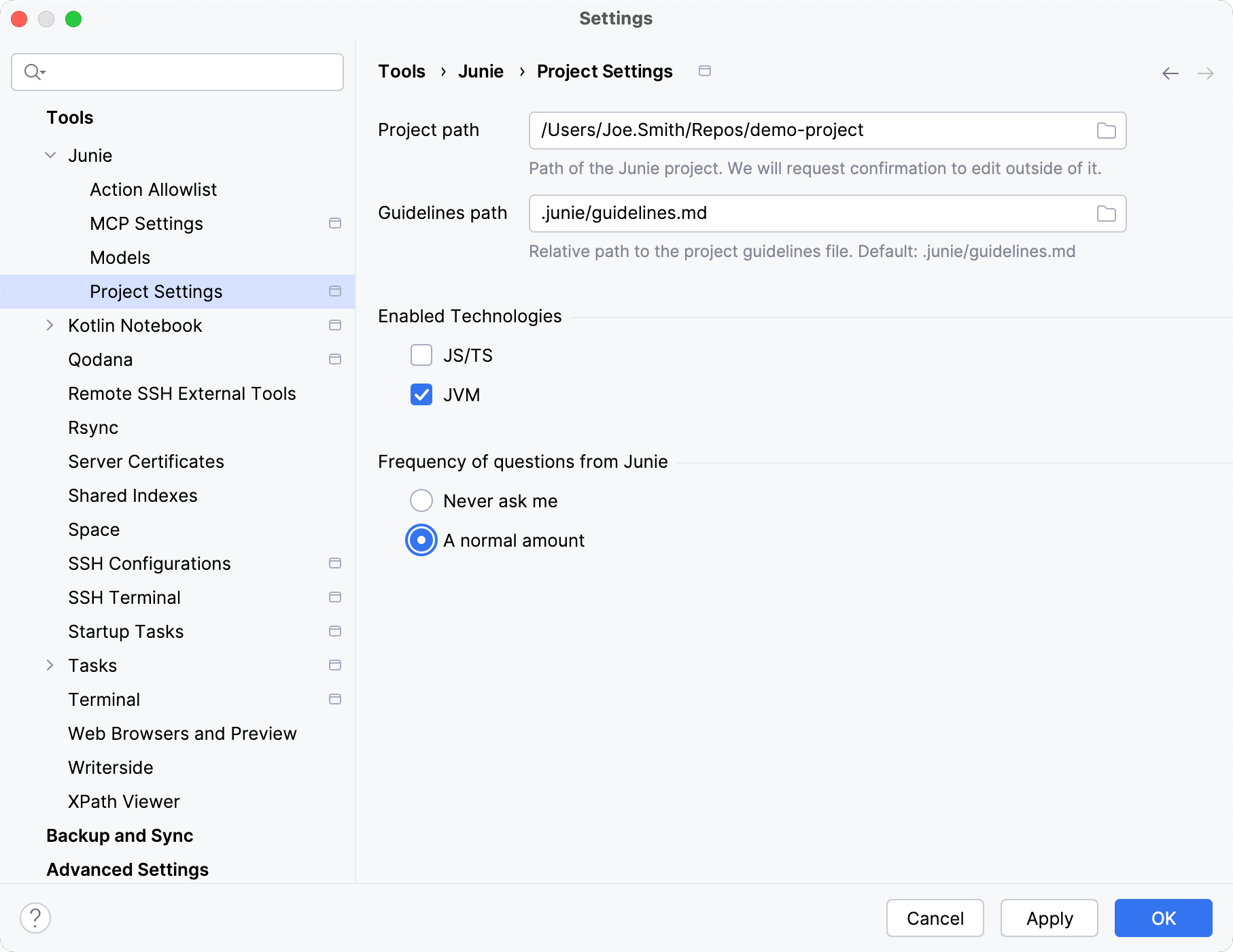 操作允许列表 Junie