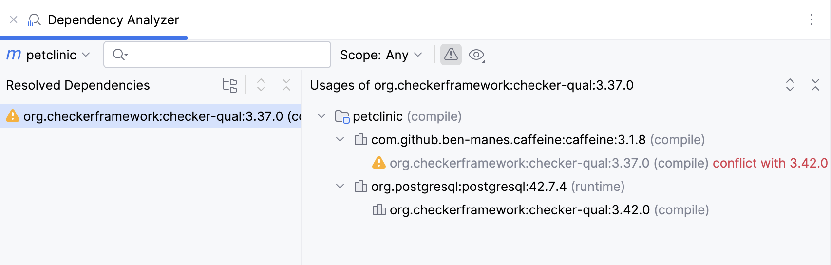 Dependencies with conflicts