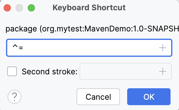 the Keyboard Shortcut dialog the Keyboard Shortcut dialog