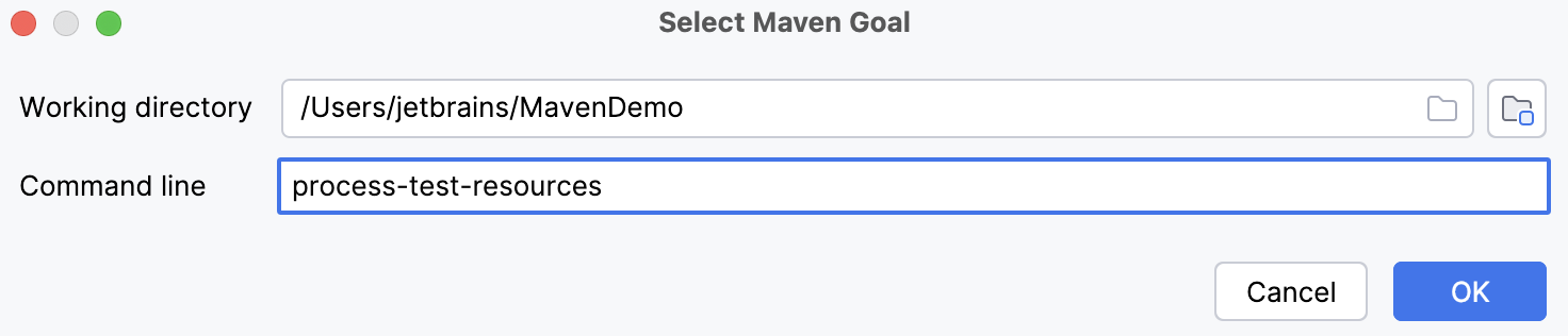 Select Maven Goal Select Maven Goal