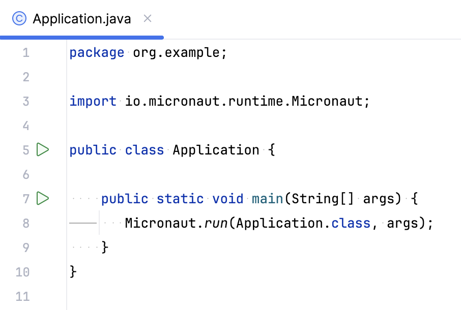 The default Micronaut application main class The default Micronaut application main class