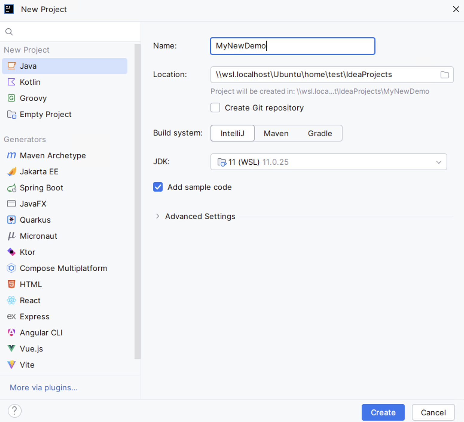 New Project: project sdk