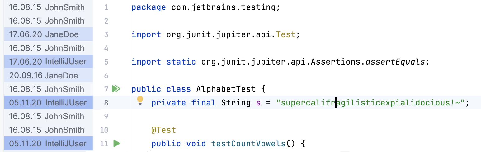 Git Blame annotations Git Blame annotations
