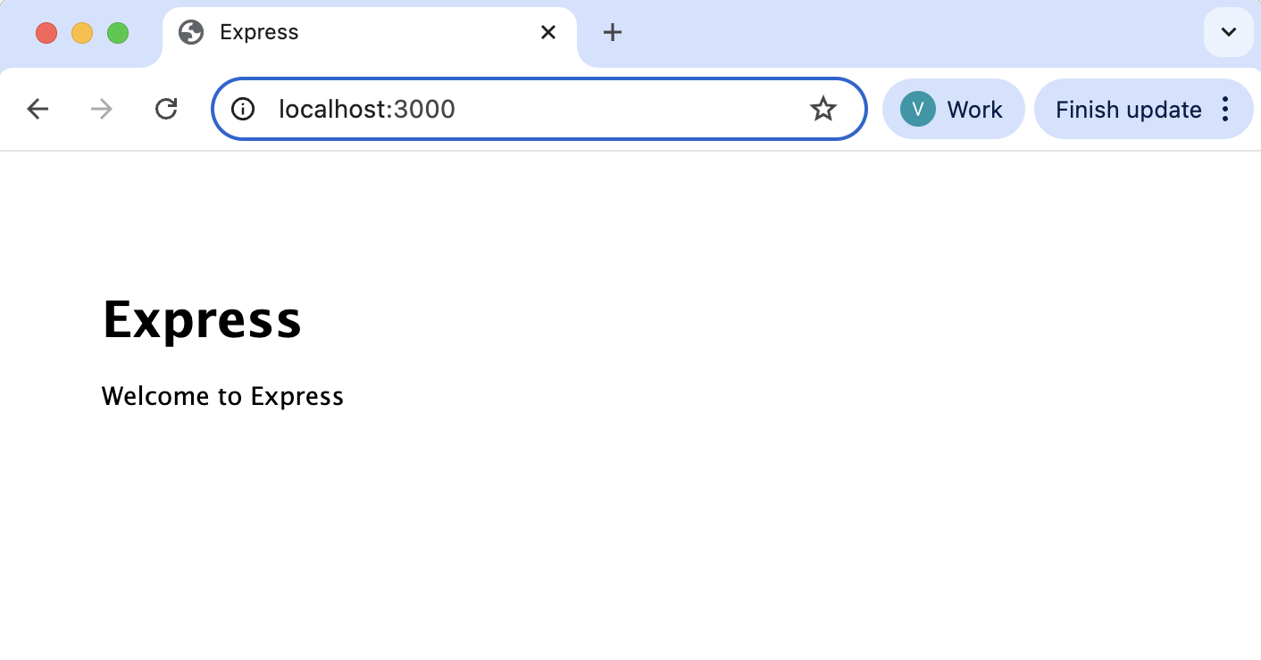 Express application is opened in the browser Express application is opened in the browser