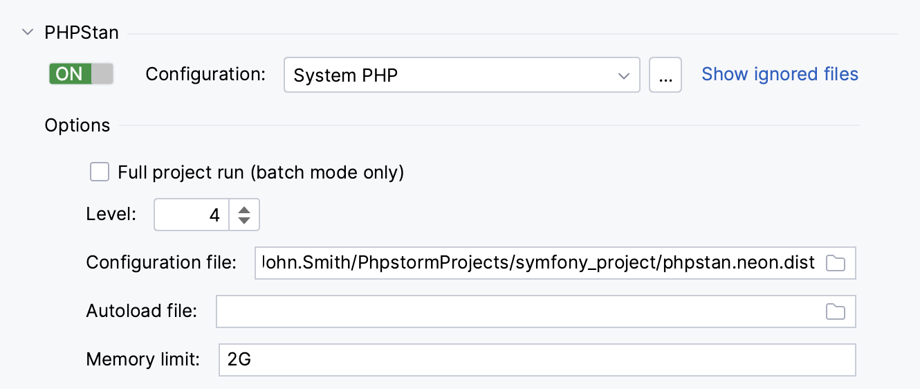 PHPStan settings PHPStan settings