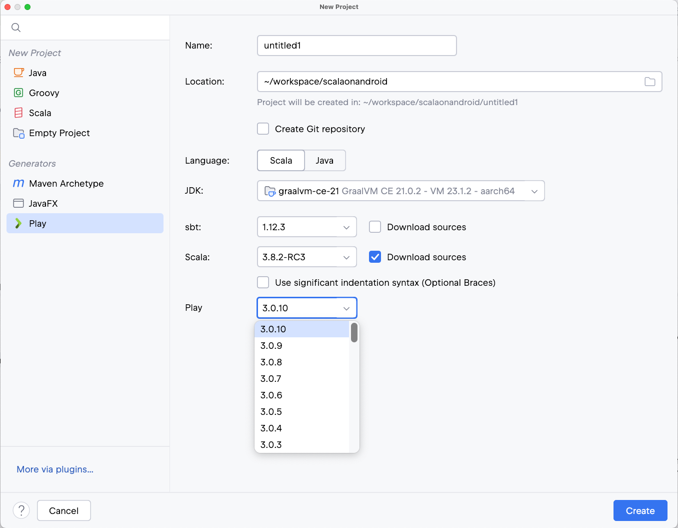 New Project dialog New Project dialog