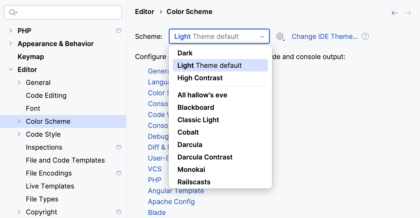 Select the color scheme Select the color scheme