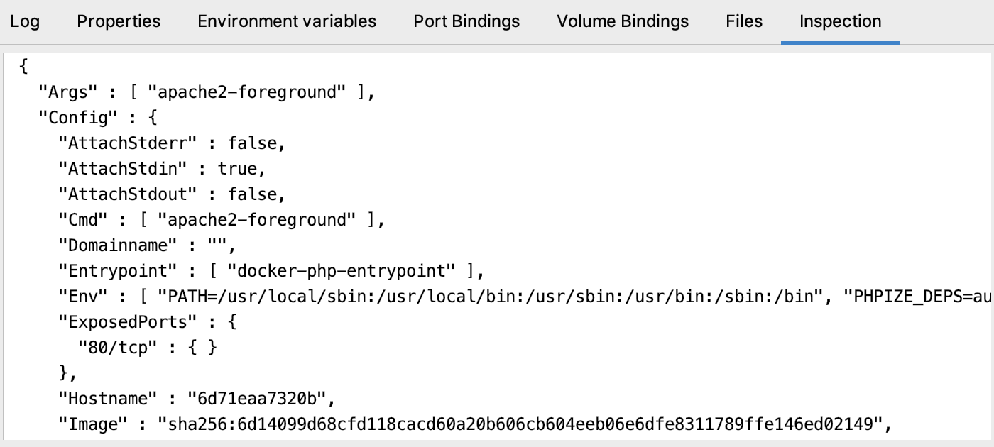 The Inspection tab The Inspection tab