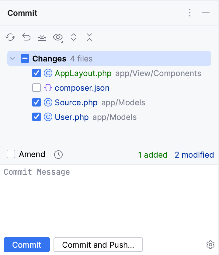 Commit tool window Commit tool window
