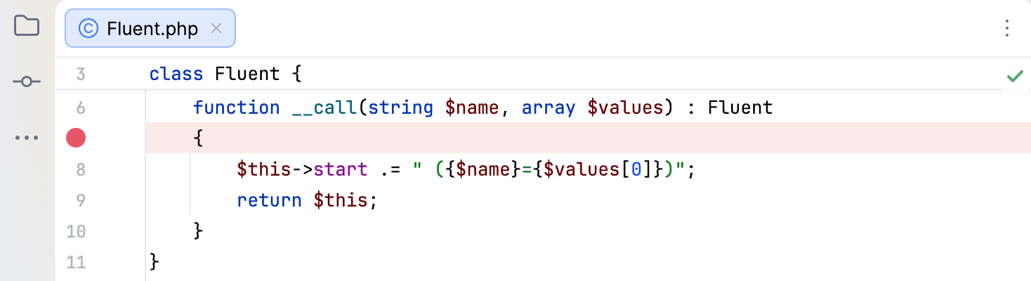 Resolved breakpoint in the editor Resolved breakpoint in the editor