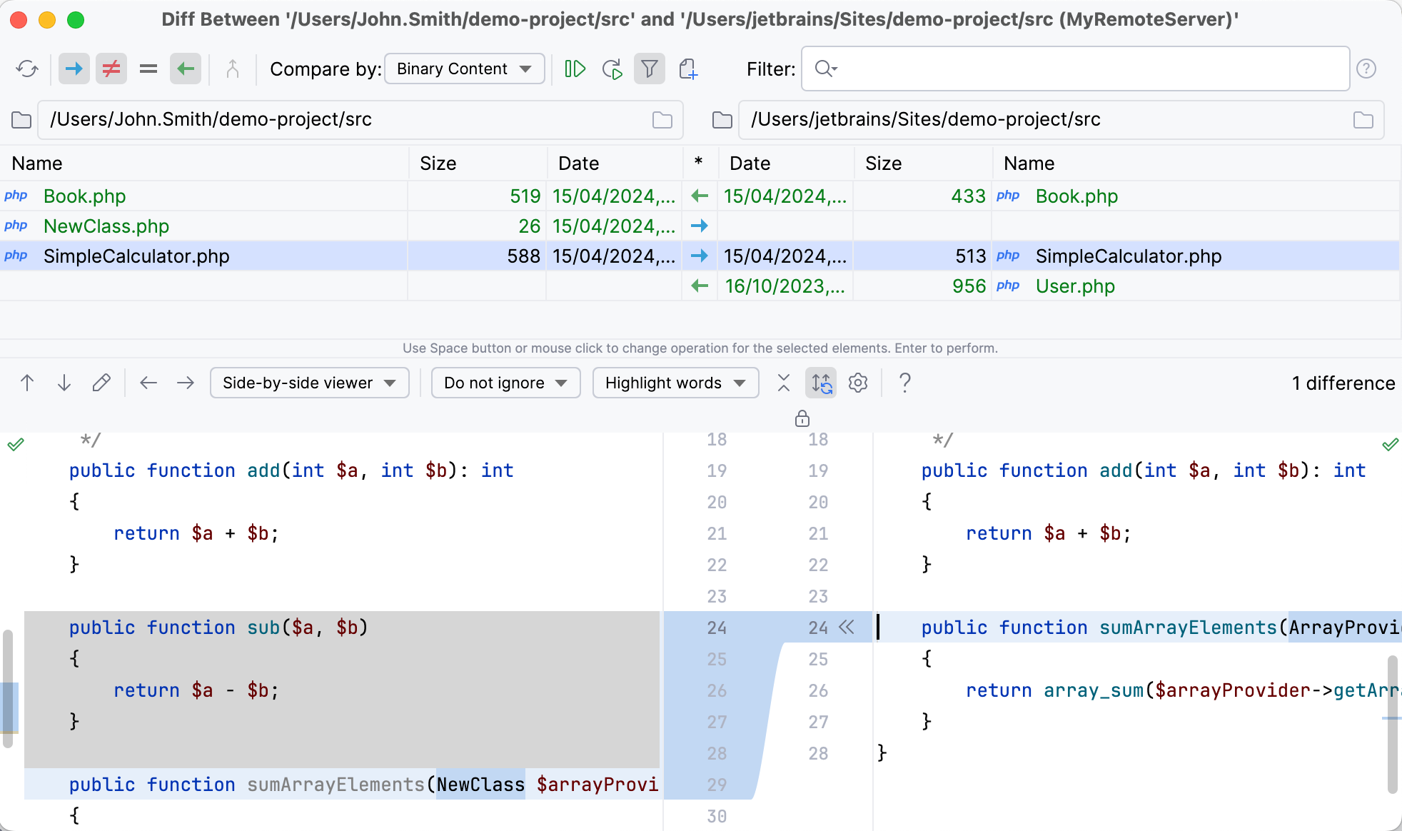 Comparing local and remote folders Comparing local and remote folders
