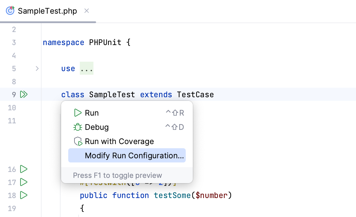 Create run configuration for a class Create run configuration for a class