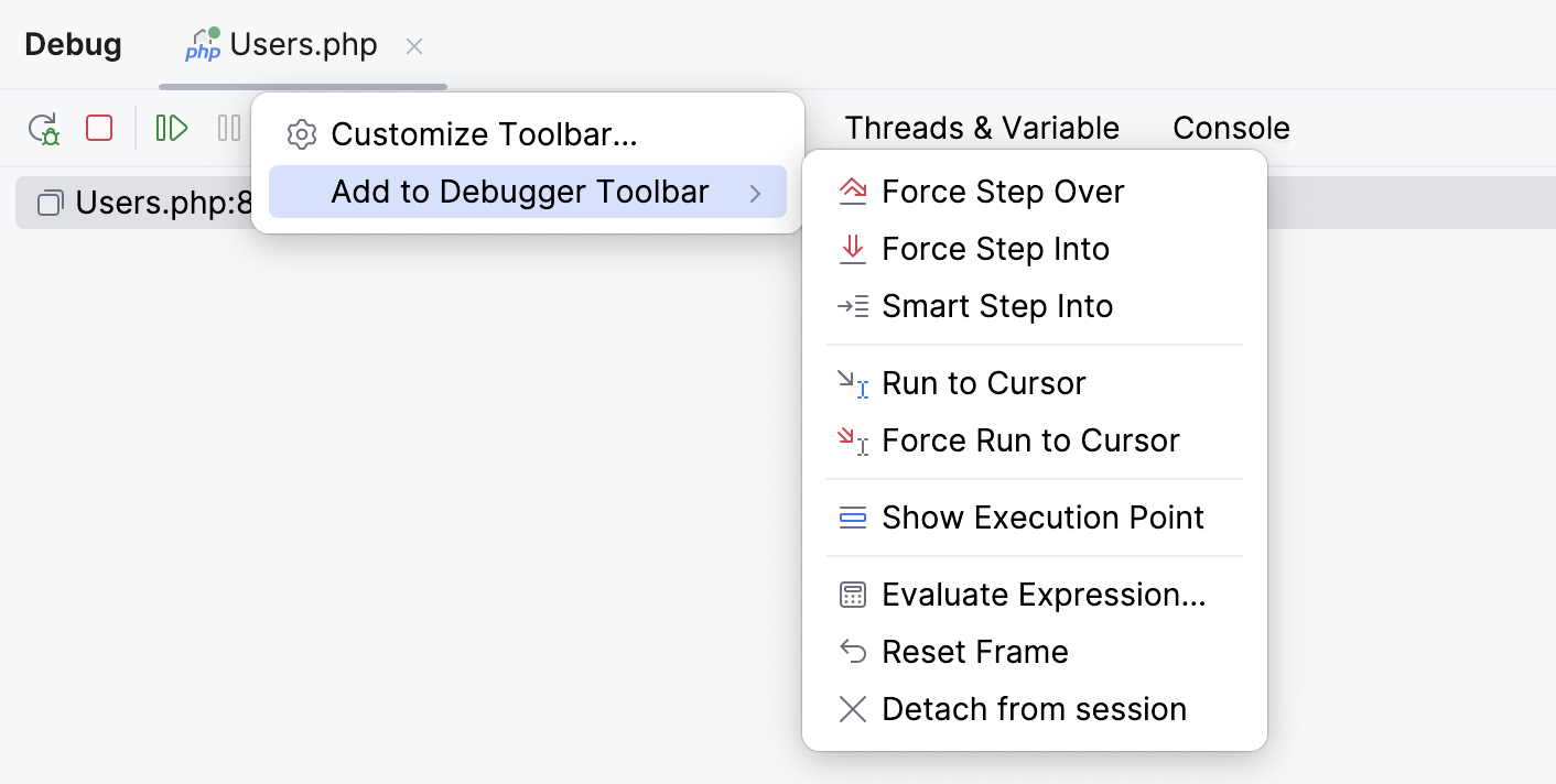 Customize Debugger Toolbar - add actions Customize Debugger Toolbar - add actions