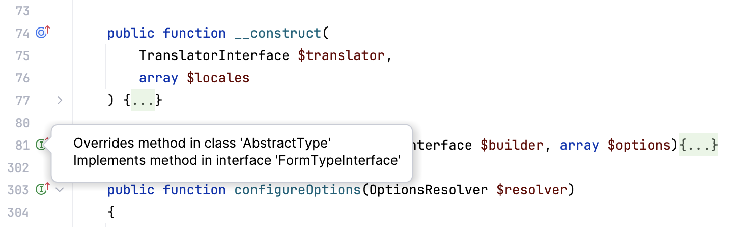 Icons in the gutter Icons in the gutter