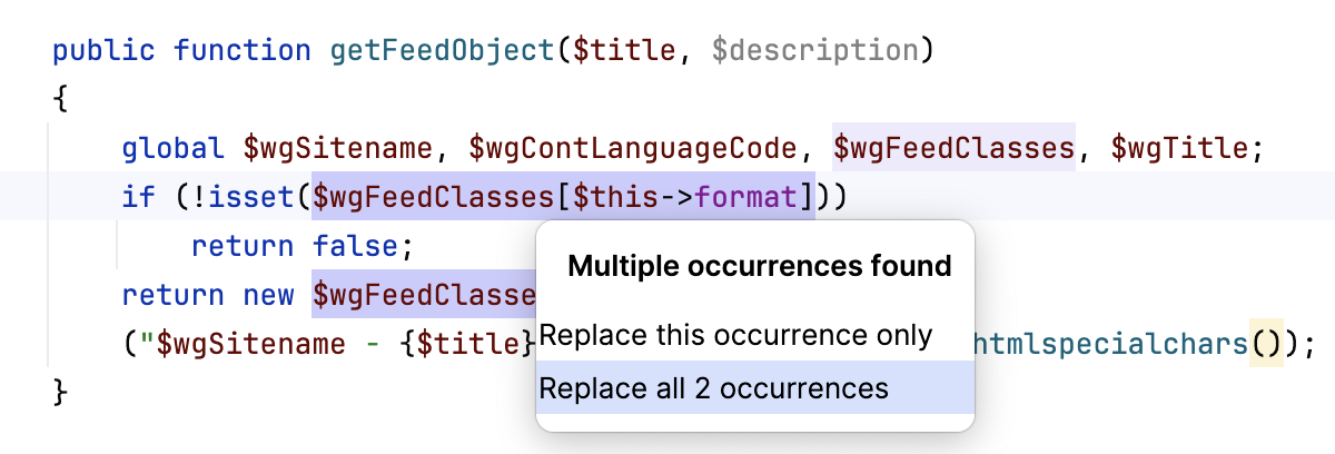Introduce variable occurrences scope Introduce variable occurrences scope