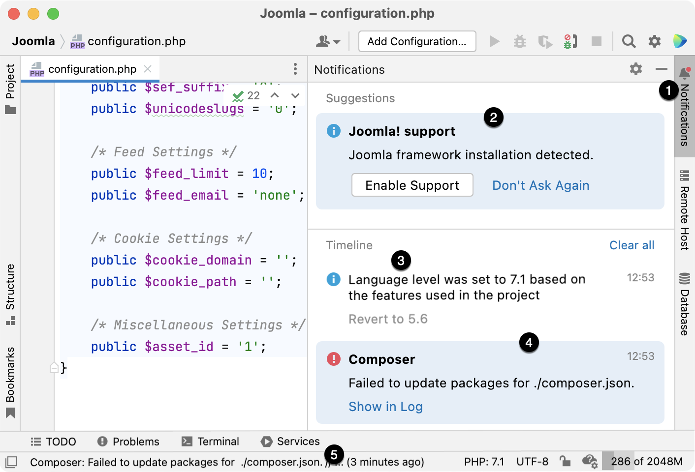 Notifications tool window Notifications tool window