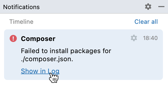 An error in the tool window that is provided with a link An error in the tool window that is provided with a link
