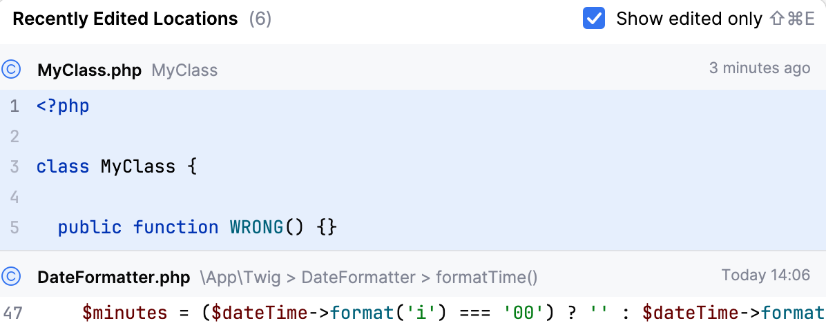 Show changed only option Show changed only option