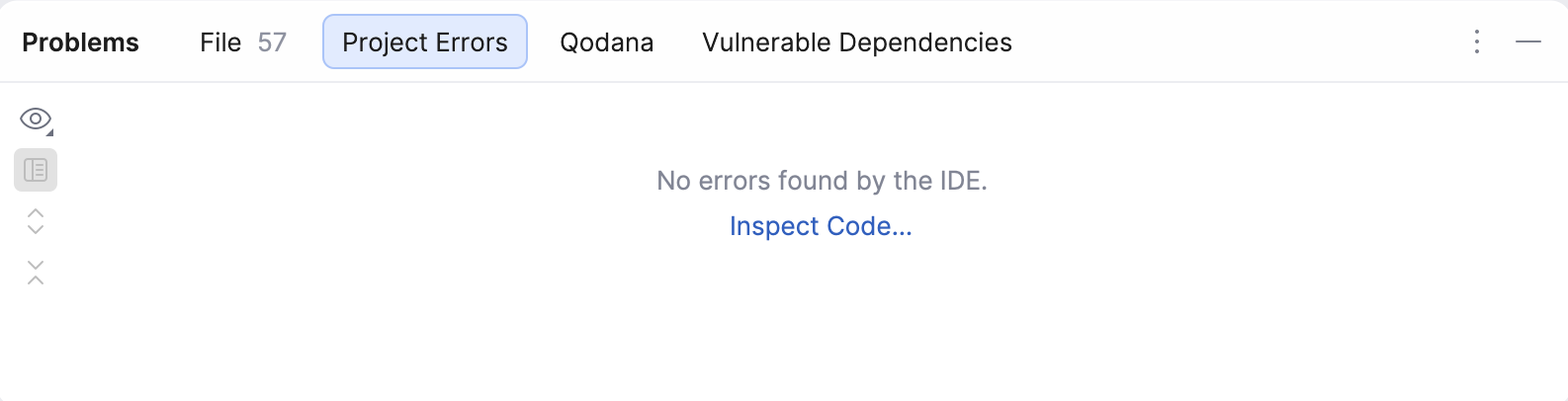 Project Errors tab Project Errors tab