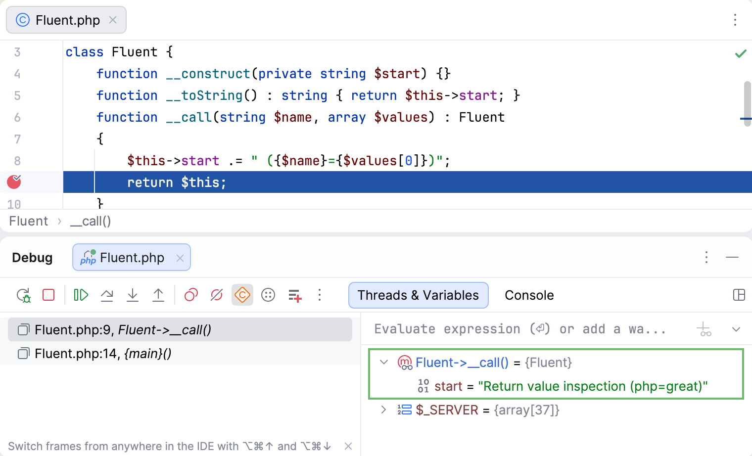 Run return value debugging Run return value debugging