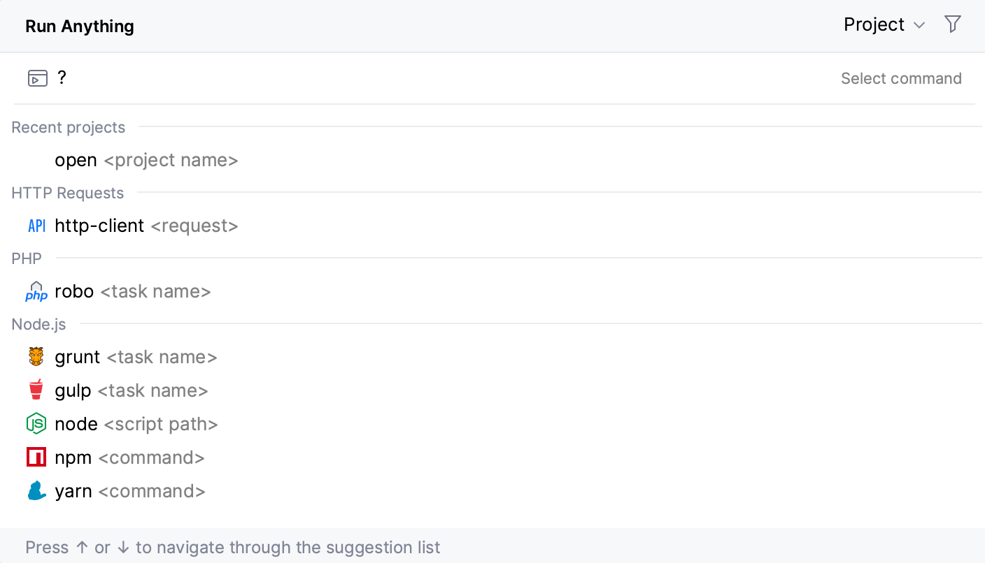 List of the available commands in Run Anything List of the available commands in Run Anything
