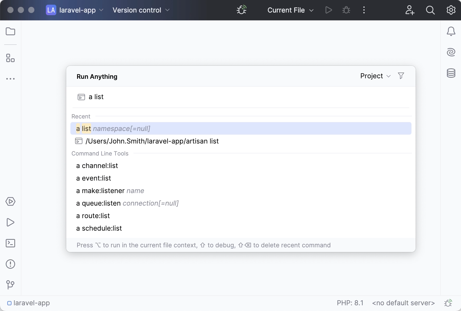 Running a artisan command