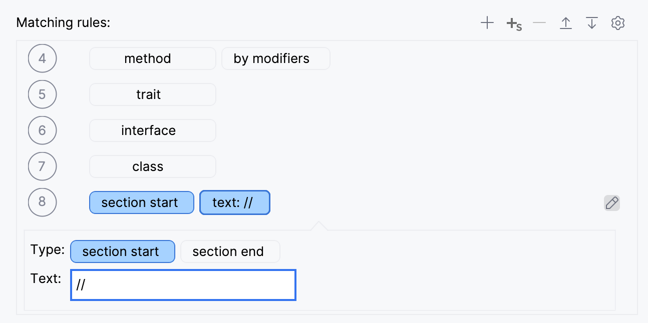 A section matching rule example A section matching rule example