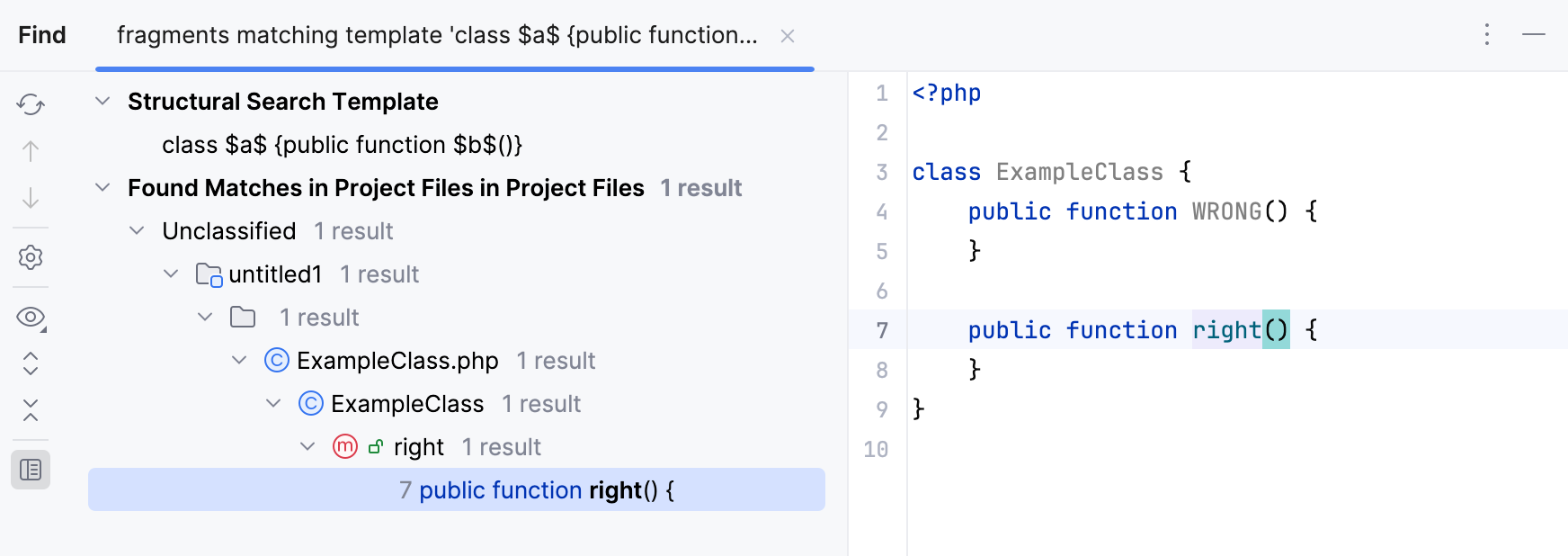 Find tool window results Find tool window results