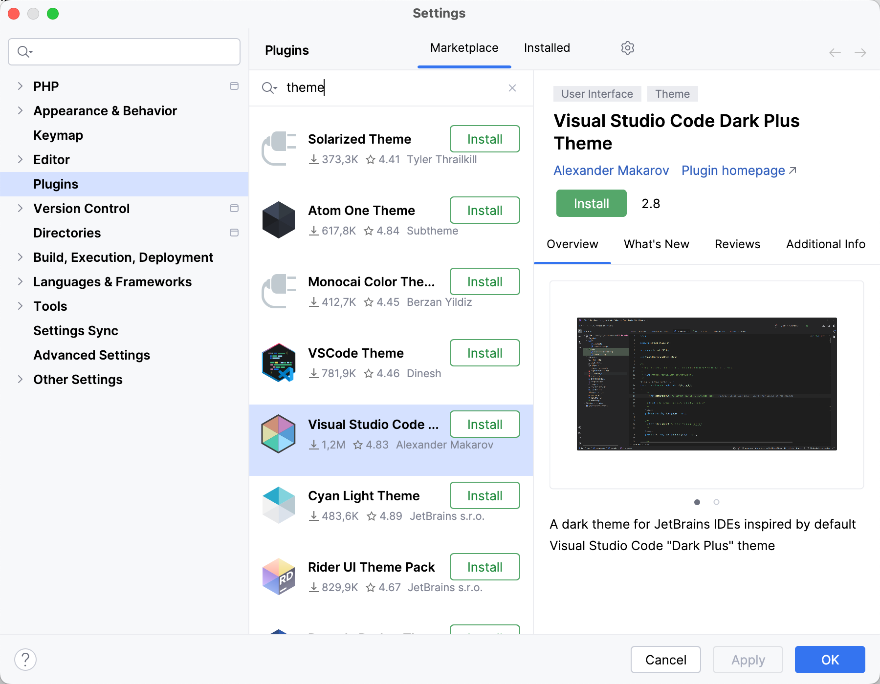 Visual Studio Code Dark Plus Theme plugin Visual Studio Code Dark Plus Theme plugin