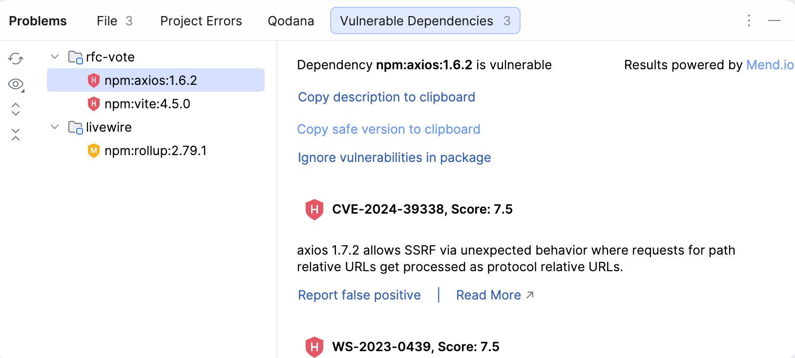 Vulnerable Dependencies Vulnerable Dependencies