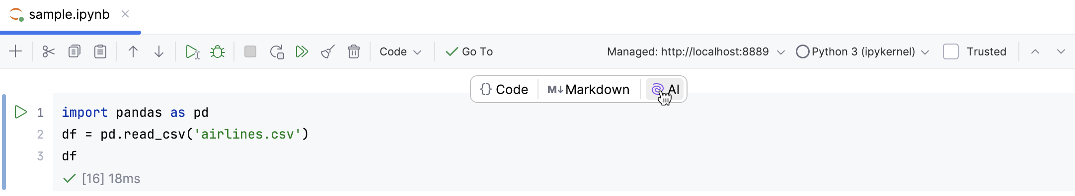 Select AI from the button Select AI from the button