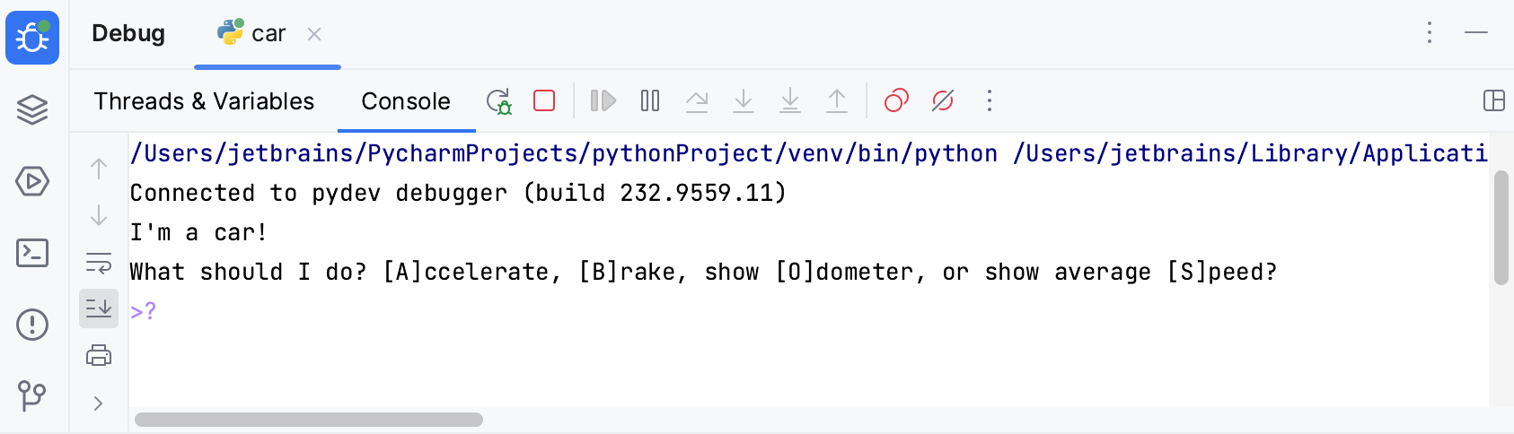 Debug tool window Debug tool window